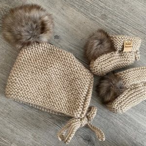 Knitted bonnet & booties set